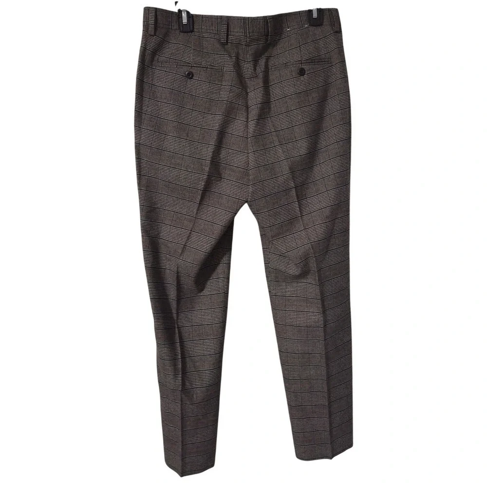 Men's Express Brown Plaid Dress Pants | Tailored Casual Trousers, Slim 31 x 30